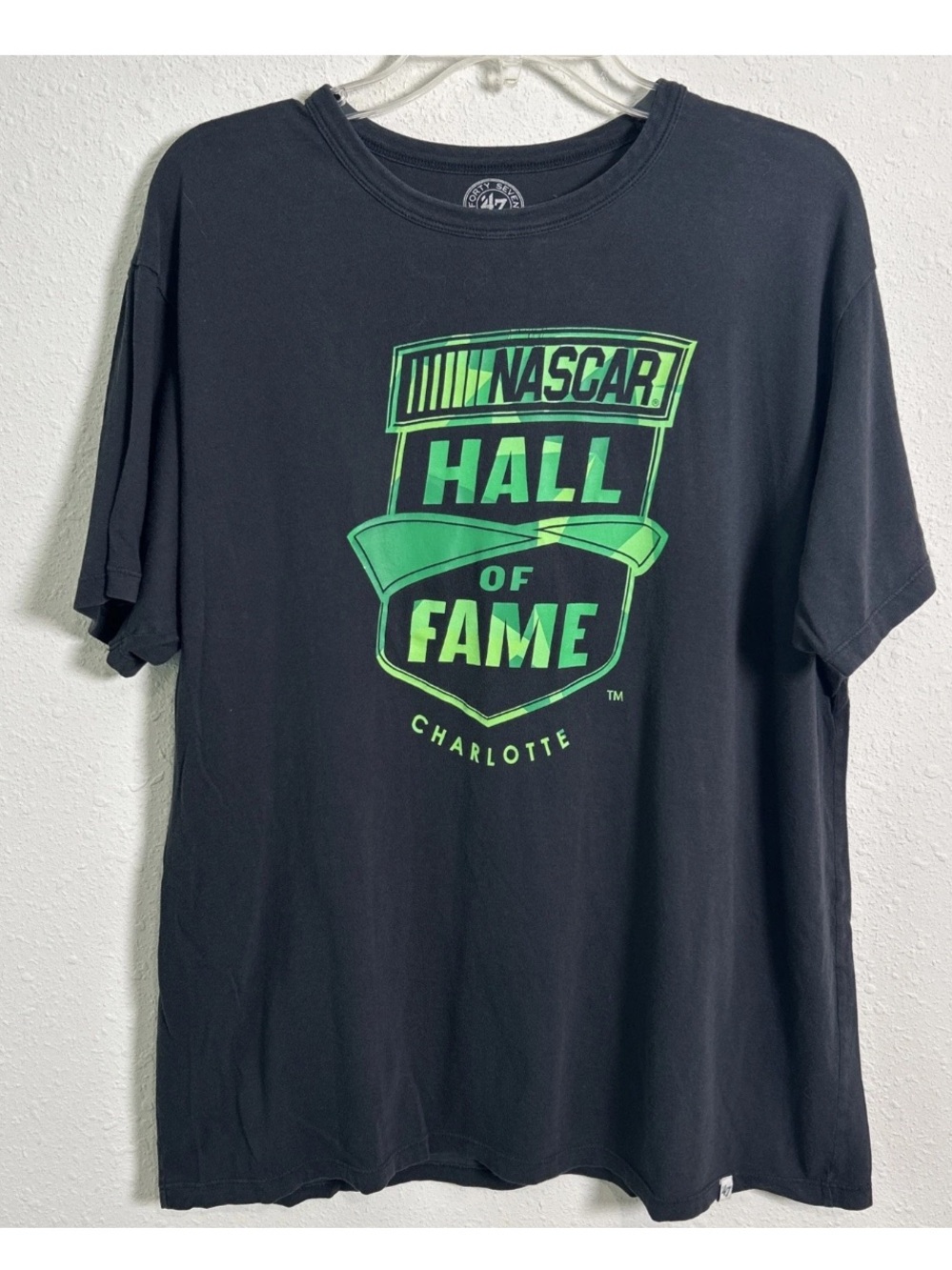 NASCAR Hall of Fame Charlotte ‘47 Brand Black Lime Green T-Shirt Men’s Large